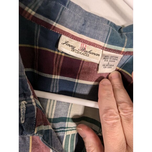 Jenny Buchanan Intimates Plaid Cotton Nightshirt Size L Red/Green/Blue - Picture 3 of 5